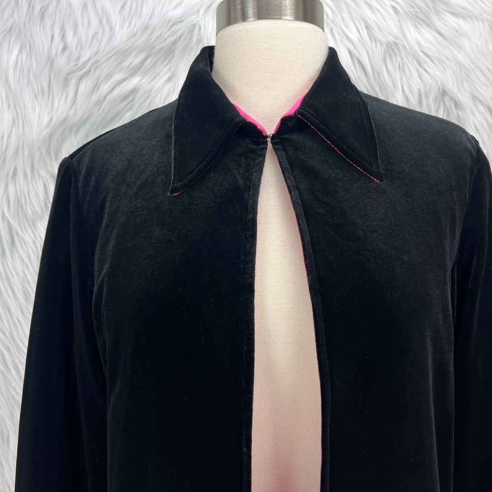 Ronni Nicole Ouida VTG Y2K‎ Black Velvet S Pink Lined Dressy Shirt Jacket Party - Picture 12 of 16